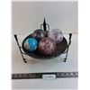 Image 1 : Metal 11" Dia Tray Decor with 4 Mini Earth Globes