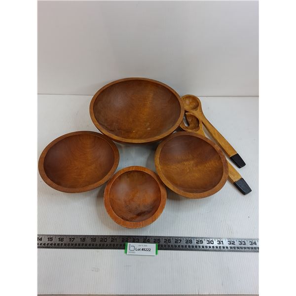 Baribo-Maid Wooden Salad Serving Set with Tongs