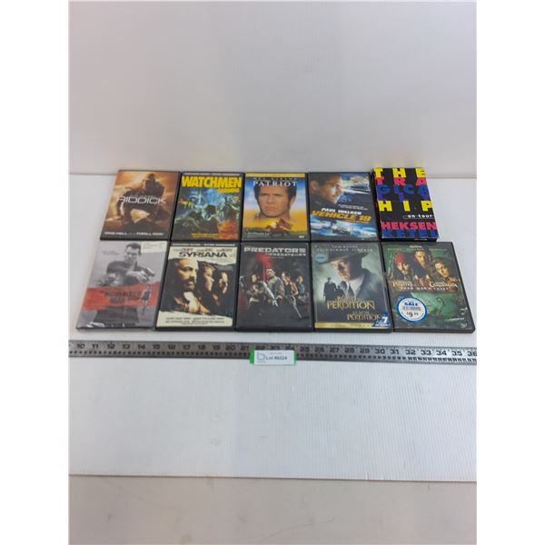 (10) DVD/VHS Movies (The Patriot, Pirates of the Caribbean, Road to Perdition)