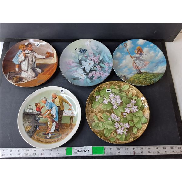 (5) Decorative Plates 9" Diameter- Norman Rockwell, Joseph Csatari, Misc.