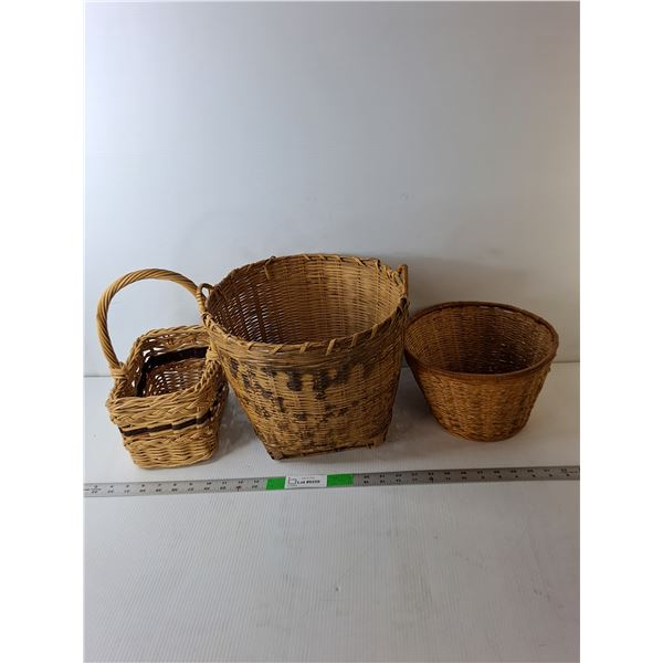 (2) Wicker Baskets Up to 12" Tall