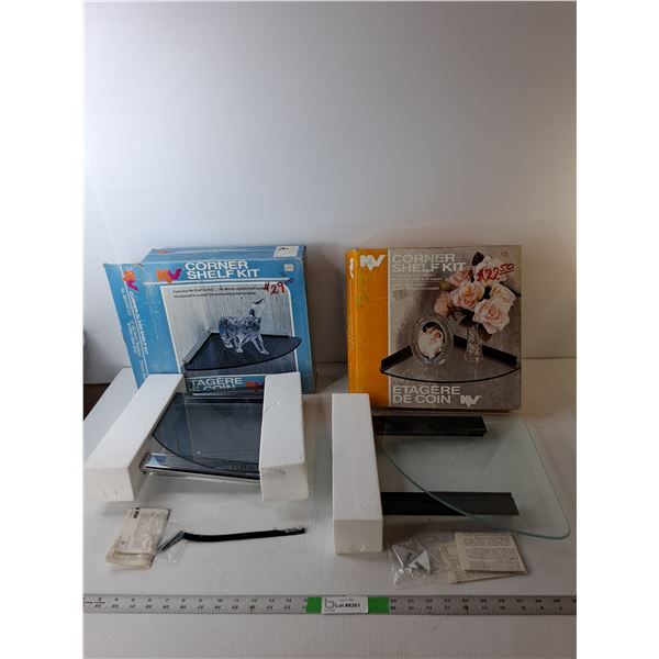 (2) 12" Glass Corner Shelf Kits