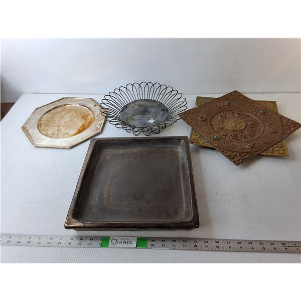 (4) Metal Trays Up to 17"