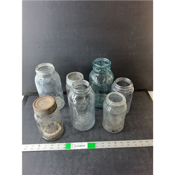 (7) Vintage Glass Jars Up to 9.5" Tall