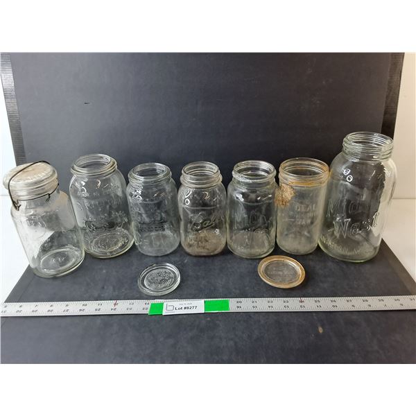 (7) Vintage Glass Jars Up to 8.75" Tall