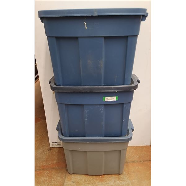 * (3) Rubbermaid Storage Containers w/Lids - 24" x 16" x 15" - CANNOT SHIP