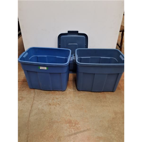 * (2) Rubbermaid Storage Containers w/One Lid & Hangers- 24" x 16" x 15" - CANNOT SHIP
