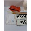 Image 4 : Lot: (2) Mannequin Heads, (2) Glass Light Globes, Washroom Signs, Gloves, Misc