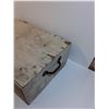 Image 4 : Wood Storage Box w/ Contents: Vintage Heater, Rope, White Grab Bar - CANNOT SHIP