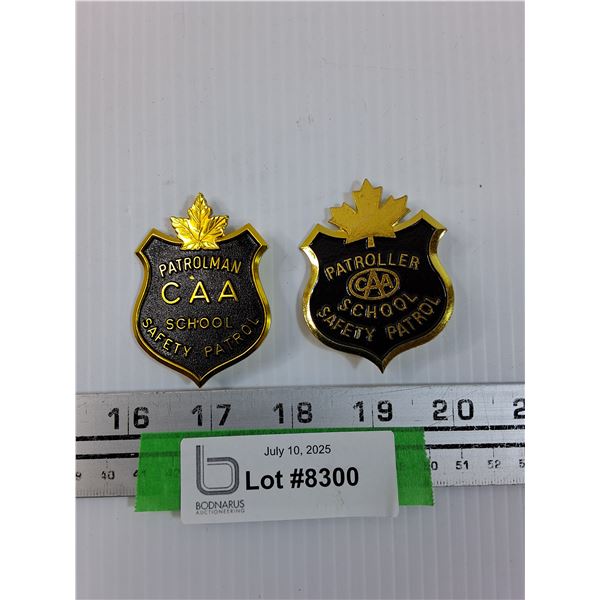 (2) CAA School Patrol Metal Badges