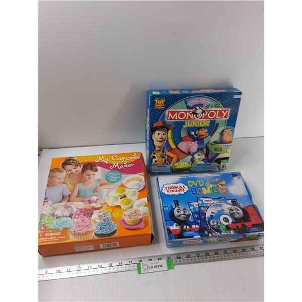 Toy Story Monopoly Junior, Thomas And Friends Bingo, Cupcake Maker - All As Is