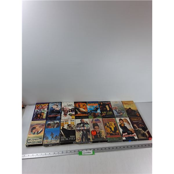 (16) VHS Tapes - Armageddon, Mean Guns, Without A Clue, Misc