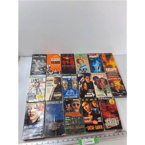 (17) VHS Tapes - Stigmata, Independence Day, Sniper, Misc