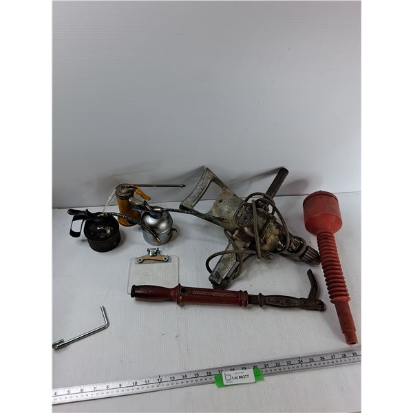 (3) Oil Cans, Nail Puller, Electric Drill, Misc - As Is