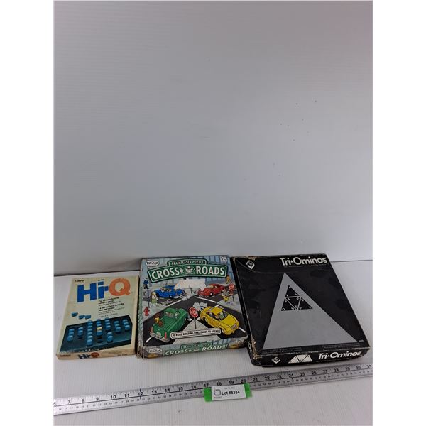 (3) Board Games - Hi-Q, Cross Roads, Tri-Ominos, Misc