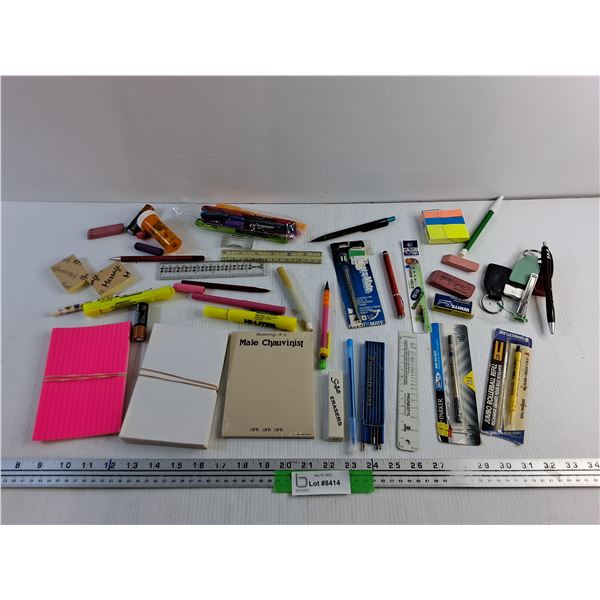 Various Office/School Supplies - Rulers, Sharpies, Key Chains and Notes