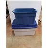 Image 3 : *Large Plastic Tote with Lid 34" x 21" x 20" and Plastic Tote 27" x 19" x 17" - Cannot Ship