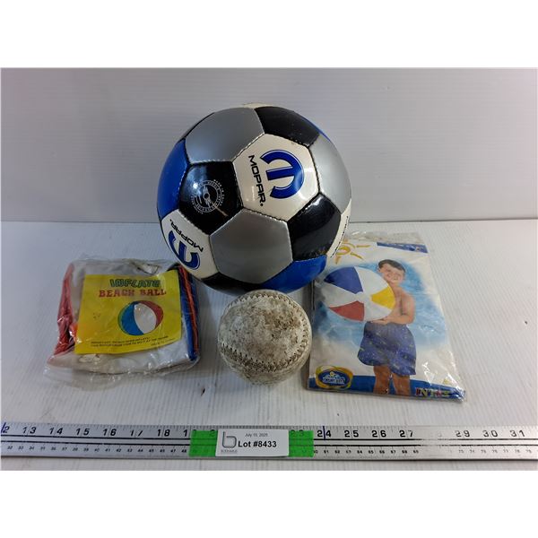 Soccer Ball, Baseball and Beach Balls