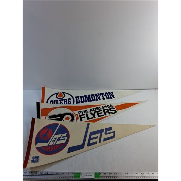 (3) Pennants - Oilers, Philadelphia Flyers and Winnipeg Jets