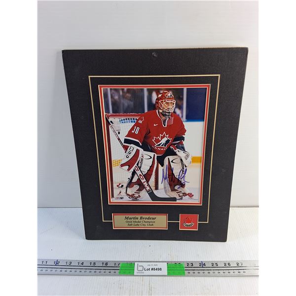 Martin Brodeur Gold Medal Champion Autographed Poster 16" x 13" and Shirt Pin - Cannot Authenticate