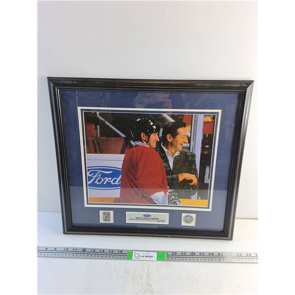 Wayne and Walter Gretzky Framed Ford Photo 20" x 18" with Shirt Pins - Authenticity Not Guaranteed