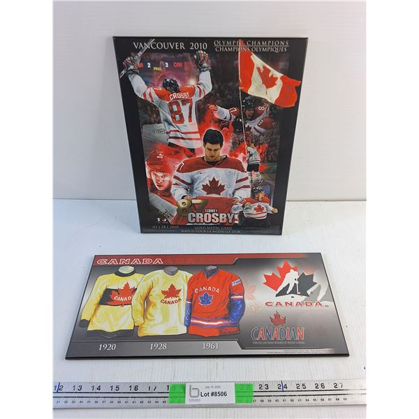 (2)  Olympic Champion Canada Wall Decorations 16" x 7" and 13" x 11"