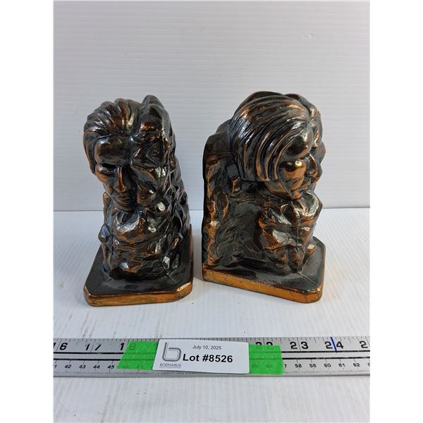 Vintage Aboriginal Chief Ceramic Bookends