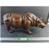 Image 1 : Carved Wood Rhino 20" x 10" x 8"