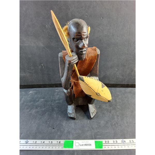 Carved Wood Warrior Decoration