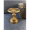 Image 2 : (2) Brass Candle Stands and Ceramic Planter
