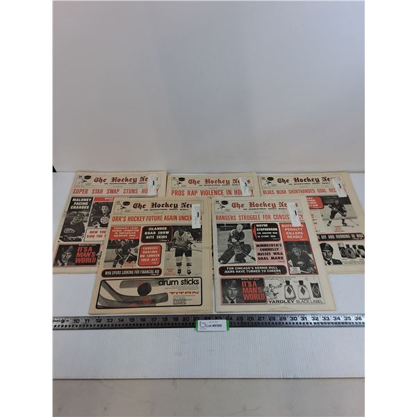 (5) "The Hockey News" 1970's Newspapers