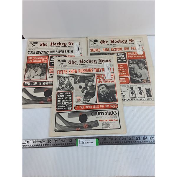 (3) "The Hockey News" 1970's Newspapers
