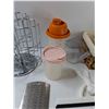 Image 3 : Assorted - (2) GMC Tumblers, Basket, Coffee Pod Holder, Misc