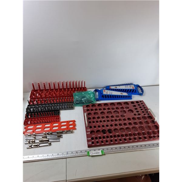 Assorted - (6) Socket Holders, (2) Wrench Set Holders, Socket Tray, Misc