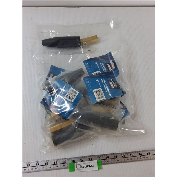 Assorted Blue Shield Cable Connector Pieces - as Is
