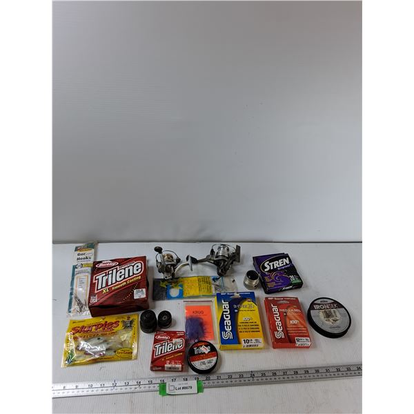 Assorted - (2) Reels, (7) Fishing Line, Gorge Hooks, Misc