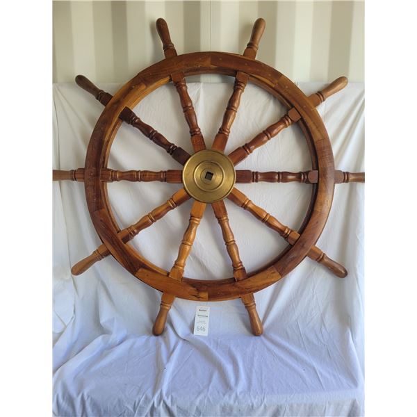 Wood & Brass Ship Steering Wheel