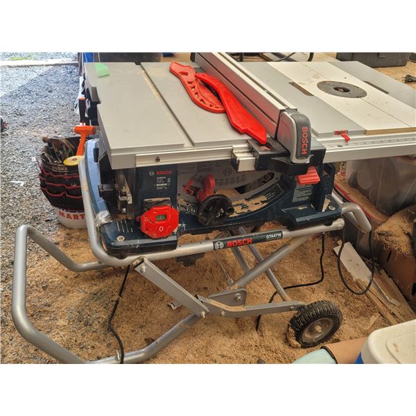 Bosch Table Saw w Gravity Rise Rolling Cart. C