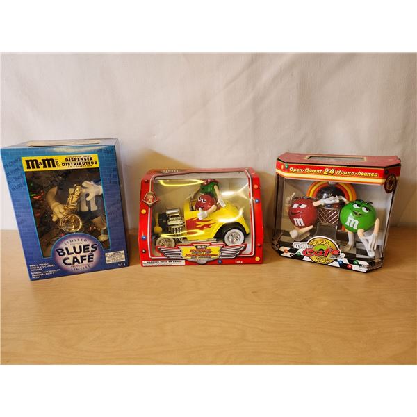 406 -- RETRO COLLECTABLE M&M BLUES CAFE, HOT ROD, AND JUKE BOX CANDY DISPENSERS