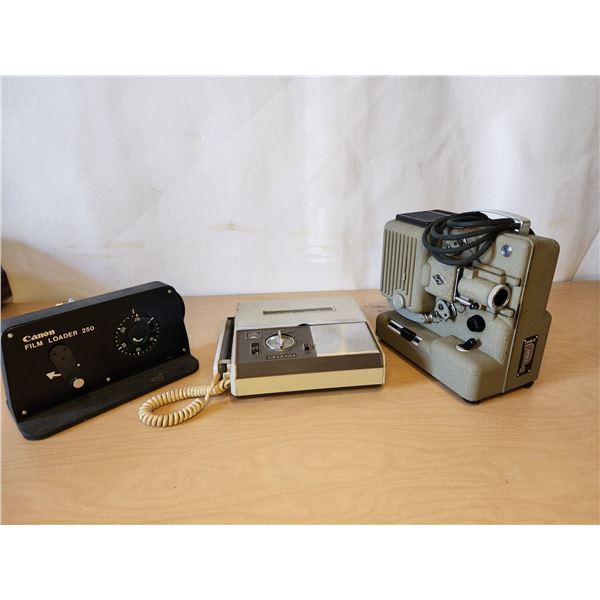 417 -- CANON FILM LOADER, GRANADA REEL TO REEL DICTATION RECORDER, AND EUMIG P8 IMPERIAL PROJECTOR