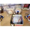 Image 7 : 418 -- LOT OF COLLECTABLLE SPORTS MEMORABELIA, BASEBALL HOLDERS, NOLAN RYAN CARD, BALL, AND STATUE,