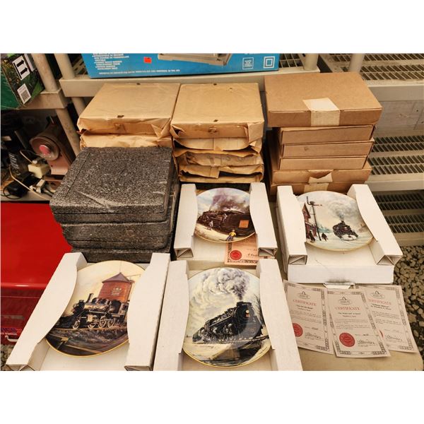 432 -- LARGE COLLECTION OF COLLECTABLE HAND PAINTED PLATES(CHRISTIAN BELL PORCELAIN TRAIN PLATES, AN