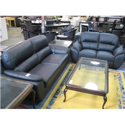Black Leather 3 Pc. Sofa Set