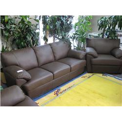 Brown  Leather 3 Pc Sofa Set