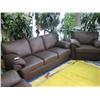 Image 1 : Brown  Leather 3 Pc Sofa Set