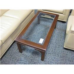 Mahogany With Glass Inlay Coffe And Sofa Table