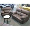 Image 2 : Brown Leather 3 Pc Sofa Set