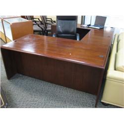 Mahogany U-Shaped Executive Desk