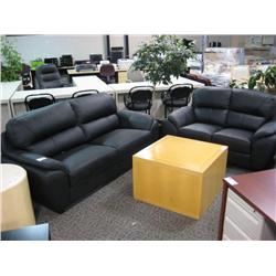 Black Leather 3 Pc. Sofa Set