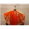 Image 2 : Orange & Black Japanese Kimono w/ Floral Design & Tag w/ Care Instructions for 3 Year-Old Girl